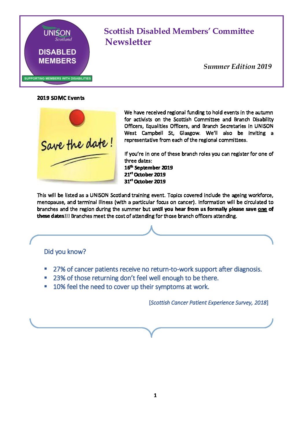 SDMC Newsletter Summer Edition 2019 Aberdeenshire UNISON