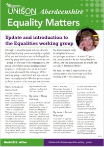 Branch Equalities Newsletter - Equality Matters - March 2021 issue out now