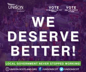 Local government members vote overwhelmingly to reject pay offer and for strike action