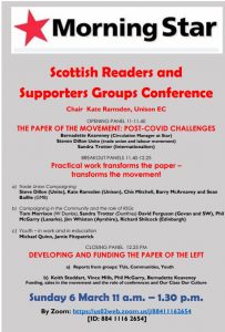 Morning Star Scottish Readers and Supporters Conference 6 March - It has never been more important to support the people's paper