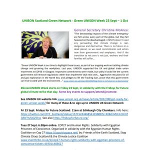 Green UNISON Week - join up with local, UK and international activities