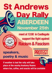 Join the St Andrew's Day Rally against racism and fascism on 25 November