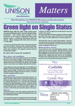 UNISON Matters Spring 2007 – Aberdeenshire UNISON